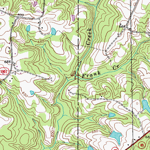 Topographic Map of Frank Creek, NC