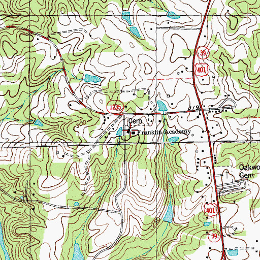 Topographic Map of Franklin Academy, NC
