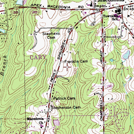 Topographic Map of Franklin Cemetery, NC