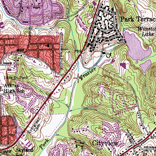 Topographic Map of Frazier Creek, NC
