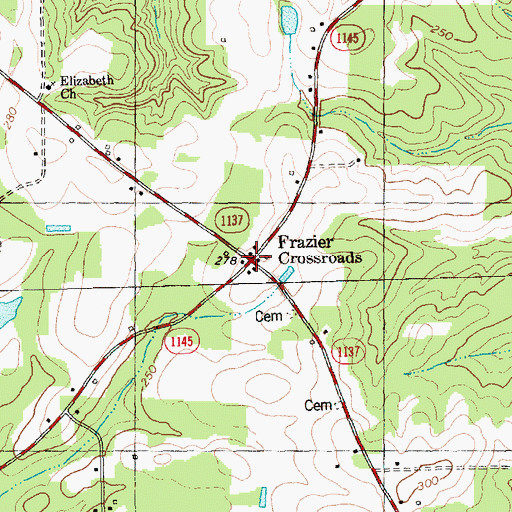 Topographic Map of Frazier Crossroads, NC