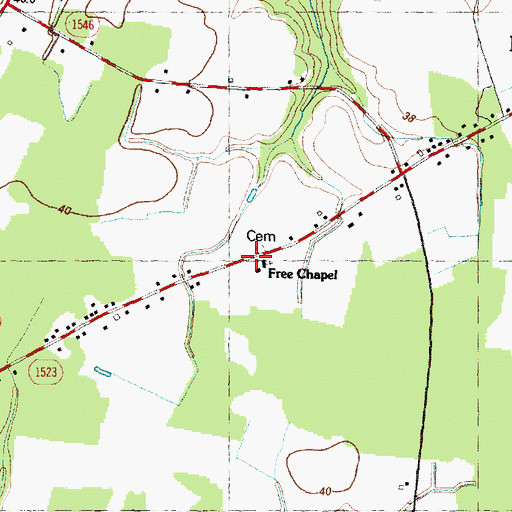 Topographic Map of Free Chapel, NC