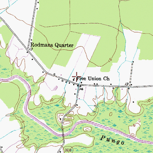 Topographic Map of Free Union Church, NC