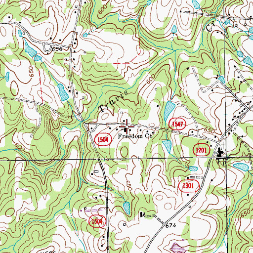 Topographic Map of Freedom Church, NC