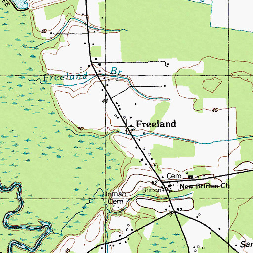 Topographic Map of Freeland, NC
