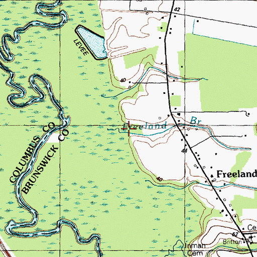 Topographic Map of Freeland Branch, NC