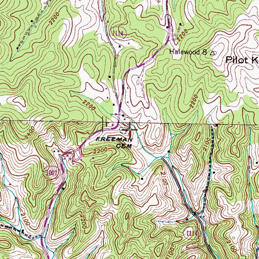 Topographic Map of Freeman Cemetery, NC