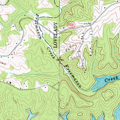 Topographic Map of Freemason Creek, NC