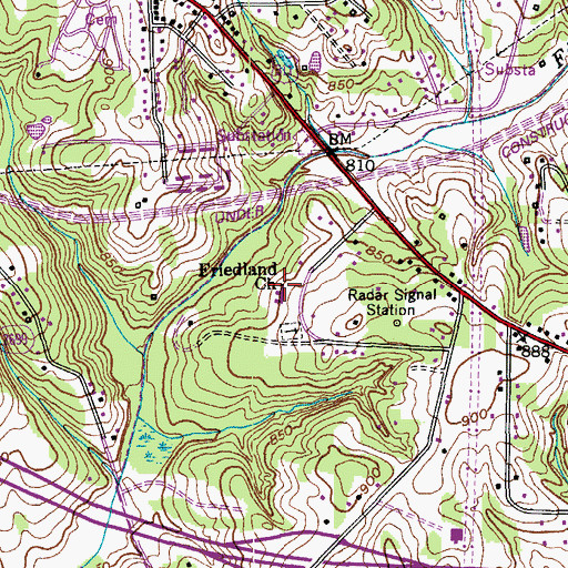 Topographic Map of Friedland Church, NC