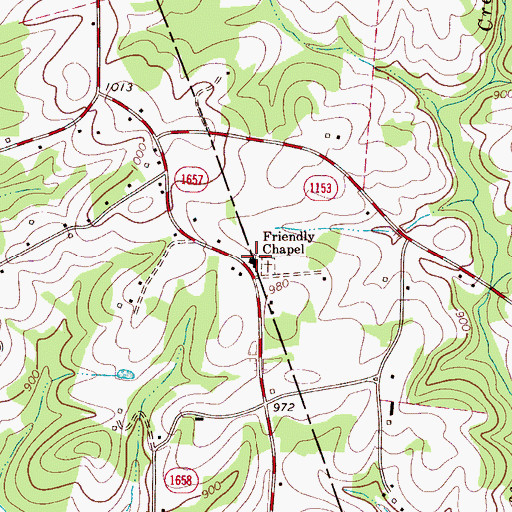 Topographic Map of Friendly Chapel, NC