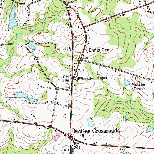 Topographic Map of Friendly Chapel, NC