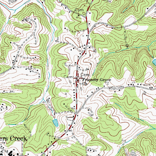 Topographic Map of Friendly Grove Church, NC