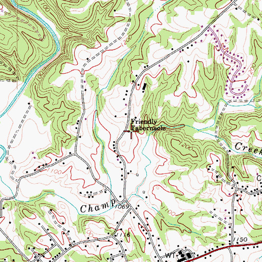 Topographic Map of Friendly Tabernacle, NC