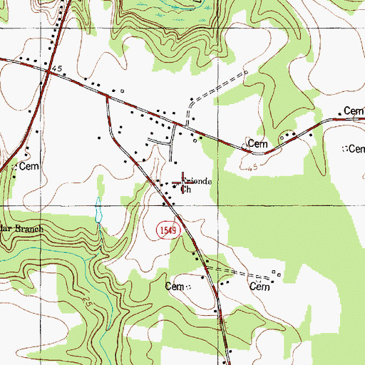 Topographic Map of Friends Church, NC