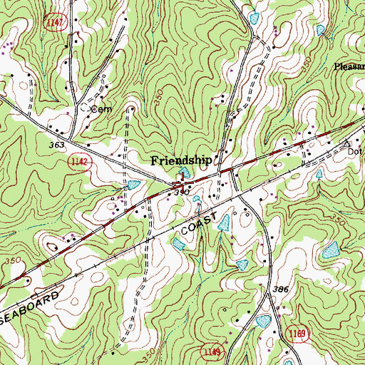 Topographic Map of Friendship, NC