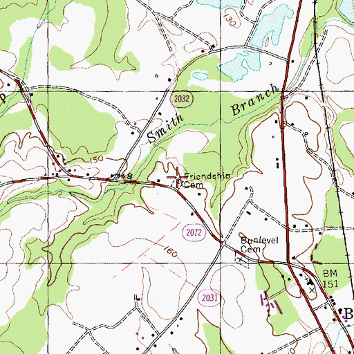 Topographic Map of Friendship Cemetery, NC