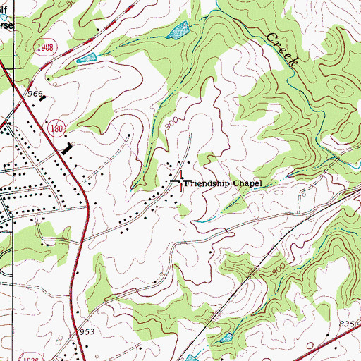 Topographic Map of Friendship Chapel, NC