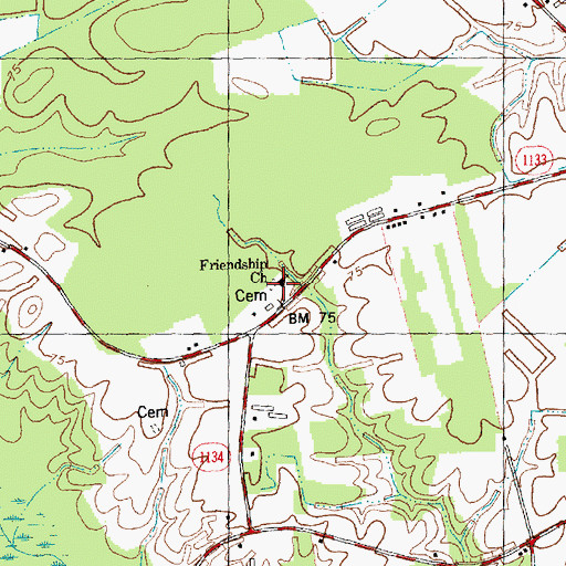 Topographic Map of Friendship Church, NC