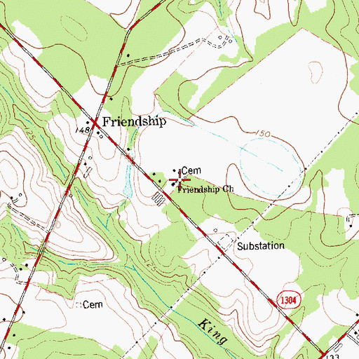 Topographic Map of Friendship Church, NC