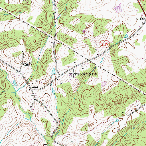 Topographic Map of Friendship Church, NC