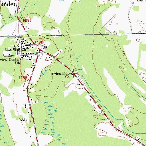Topographic Map of Friendship Church, NC