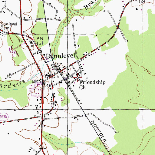 Topographic Map of Friendship Church, NC