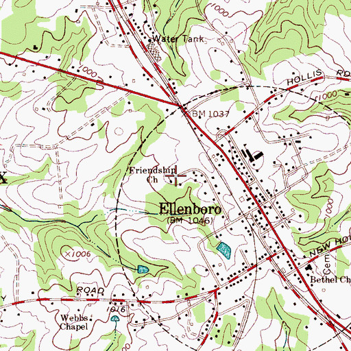 Topographic Map of Friendship Church, NC