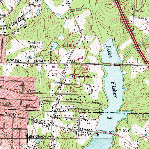 Topographic Map of Friendship Church, NC
