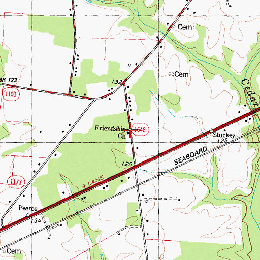 Topographic Map of Friendship Church, NC