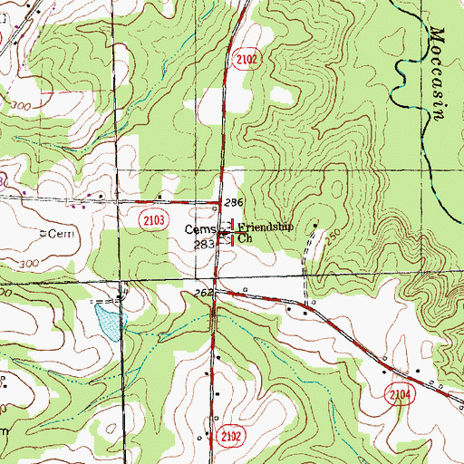 Topographic Map of Friendship Church, NC