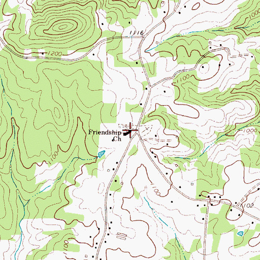 Topographic Map of Friendship Church, NC