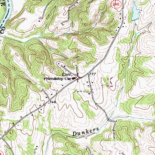 Topographic Map of Friendship Methodist Church, NC