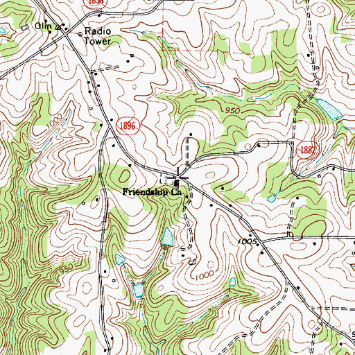 Topographic Map of Friendship Church, NC
