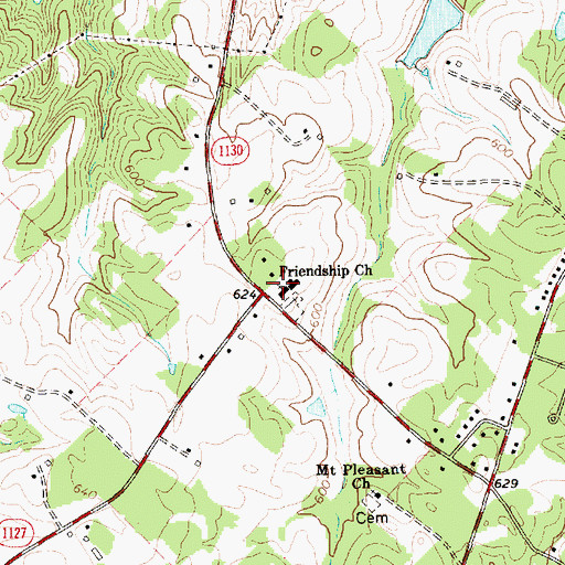 Topographic Map of Friendship Church, NC