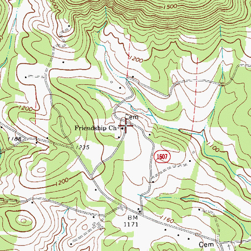 Topographic Map of Friendship Church, NC