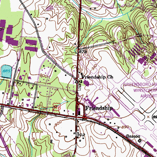 Topographic Map of Friendship Church, NC