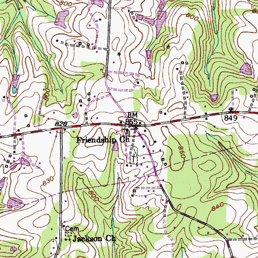 Topographic Map of Friendship Church, NC