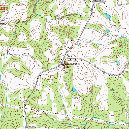 Topographic Map of Friendship Baptist Church, NC