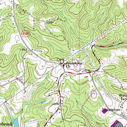 Topographic Map of Friendship Baptist Church, NC
