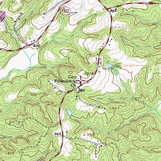 Topographic Map of Friendship Missionary Baptist Church, NC
