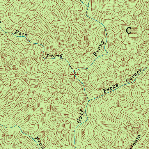 Topographic Map of Frowning Rock Prong, NC