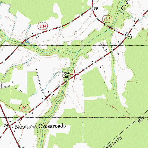 Topographic Map of Fryar Cemetery, NC
