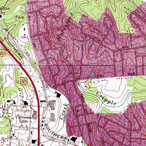 Topographic Map of Frye Creek, NC