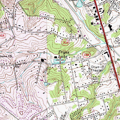 Topographic Map of Fryes Lake, NC