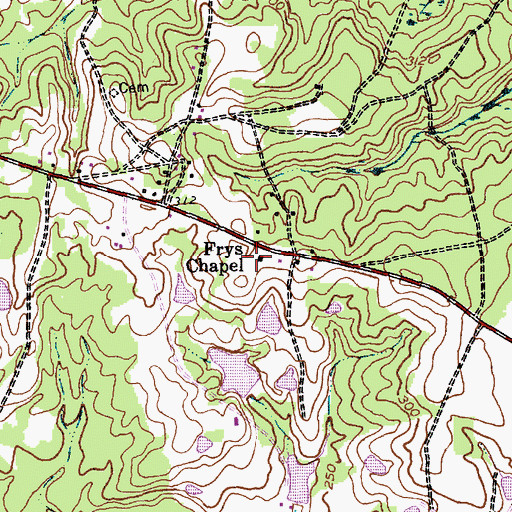 Topographic Map of Frys Chapel, NC