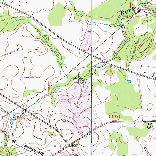 Topographic Map of Fuda Creek, NC