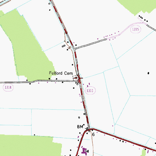 Topographic Map of Fulford Cemetery, NC