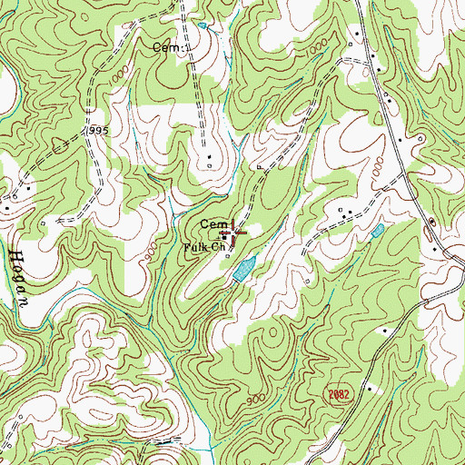 Topographic Map of Fulk Memorial Primitive Baptist Church, NC
