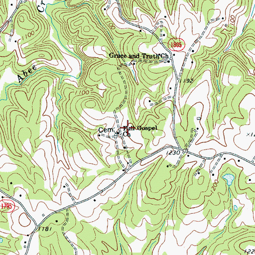 Topographic Map of Full Gospel Church, NC