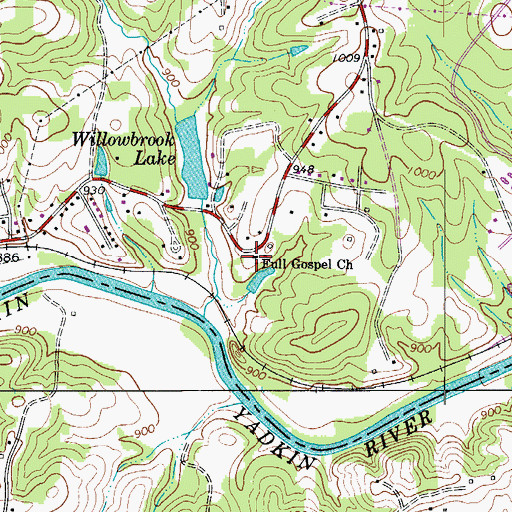 Topographic Map of Full Gospel Church, NC